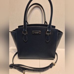 Kate Spade Jeanne Midnight Blue Leather Satchel With Detachable Shoulder Strap